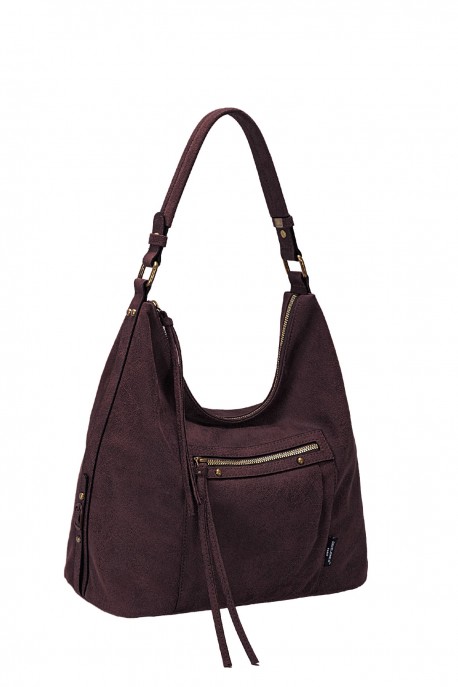 CM8778 David Jones Vintage Leather Effect Hobo Handbag : colour:HOT CHOCOLAT