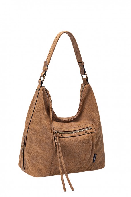 CM8778 David Jones Vintage Leather Effect Hobo Handbag : colour:RED MUD