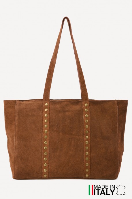 ZE-9026-26T3 Sac cabas shopping en cuir nubuck : couleur:Cognac