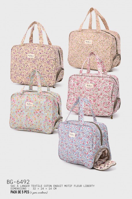 BG-6492 hand-held textile changing bag with liberty flower pattern : colour:Pack of 5
