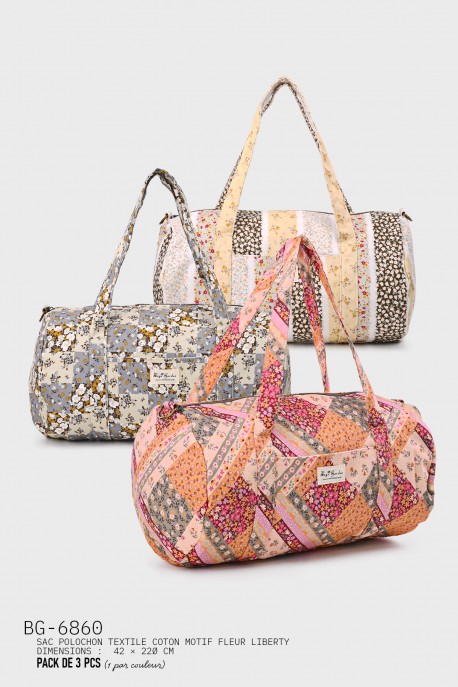 BG-6860 Sac à langer polochon textile motif fleurs liberty : couleur:Pack de 3