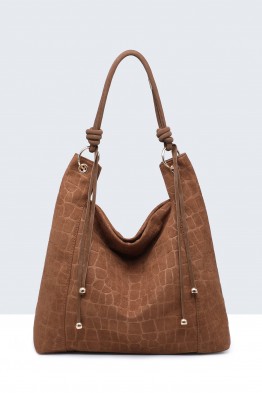 BV-11163 Sac à main hobo texture croco nubuck