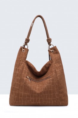 BV-11163 Sac à main hobo texture croco nubuck