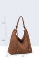 BV-11163 Nubuck croco-textured hobo handbag