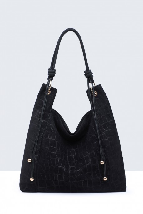 BV-11163 Sac à main hobo texture croco nubuck