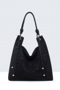 BV-11163 Nubuck croco-textured hobo handbag