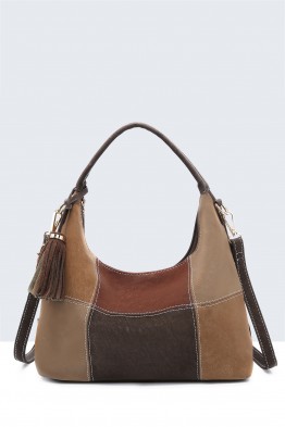 BV-11165 Sac à main hobo patchwork aspect peau de pêche