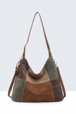 BV-11166 Sac à épaule bandoulière hobo patchwork aspect peau de pêche