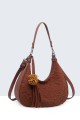 BV-16215 Peach-skin finish hobo handbag with a scaled texture