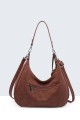 BV-16215 Peach-skin finish hobo handbag with a scaled texture