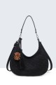 BV-16215 Peach-skin finish hobo handbag with a scaled texture