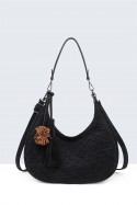 BV-16215 Peach-skin finish hobo handbag with a scaled texture