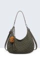 BV-16215 Peach-skin finish hobo handbag with a scaled texture