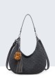 BV-16215 Peach-skin finish hobo handbag with a scaled texture