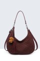 BV-16215 Peach-skin finish hobo handbag with a scaled texture
