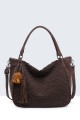 BV-16216 Peach-skin finish hobo handbag with a scaled texture