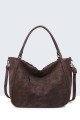 BV-16216 Peach-skin finish hobo handbag with a scaled texture