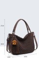 BV-16216 Peach-skin finish hobo handbag with a scaled texture