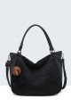 BV-16216 Peach-skin finish hobo handbag with a scaled texture
