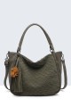 BV-16216 Peach-skin finish hobo handbag with a scaled texture