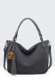 BV-16216 Peach-skin finish hobo handbag with a scaled texture