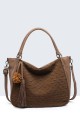 BV-16216 Peach-skin finish hobo handbag with a scaled texture