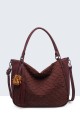 BV-16216 Peach-skin finish hobo handbag with a scaled texture