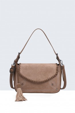 BV-16219 Nubuck velvet effect flap handbag