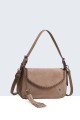 BV-16219 Nubuck velvet effect flap handbag