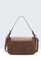 BV-16219 Nubuck velvet effect flap handbag