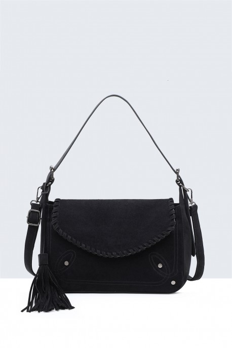 BV-16219 Nubuck velvet effect flap handbag