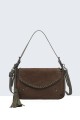 BV-16219 Nubuck velvet effect flap handbag