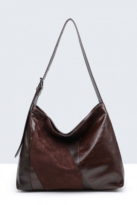 BV-29062 Patchwork hobo shoulder bag : colour:Coffee