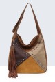 BV-29085 Sac épaule hobo Patchwork Clouté effet nubuck