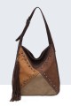 BV-29085 Patchwork Studded Patchwork Shoulder Bag with Nubuck Effect