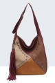 BV-29085 Sac épaule hobo Patchwork Clouté effet nubuck