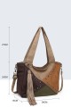 BV-29086 Nubuck Effect Studded Patchwork Finned Purse