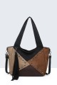 BV-29086 Nubuck Effect Studded Patchwork Finned Purse