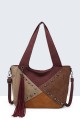 BV-29086 Nubuck Effect Studded Patchwork Finned Purse