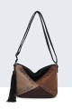BV-29087 Studded Patchwork Shoulder Bag with Nubuck Effect