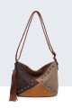 BV-29087 Studded Patchwork Shoulder Bag with Nubuck Effect