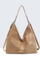 BV-29088 Hobo shoulder bag with nubuck velvet effect embroidered pattern