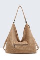 BV-29088 Hobo shoulder bag with nubuck velvet effect embroidered pattern