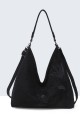 BV-29088 Sac épaule hobo effet velour nubuck motif brodé
