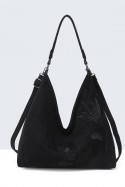 BV-29088 Sac épaule hobo effet velour nubuck motif brodé