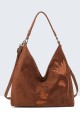 BV-29088 Sac épaule hobo effet velour nubuck motif brodé