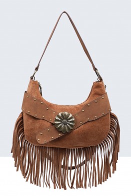 BV-29102 Nubuck Velvet Effect Fringe Handbag