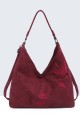 BV-29088 Hobo shoulder bag with nubuck velvet effect embroidered pattern