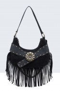 BV-29102 Nubuck Velvet Effect Fringe Handbag
