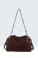 BV-29103 Nubuck velvet effect purse shoulder bag with embroidered pattern